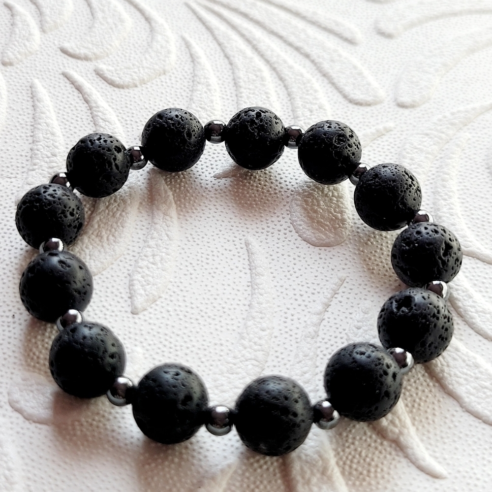 Lava Stone Hematite Bracelet style 1 of 9 designs Bundle 3 for $25